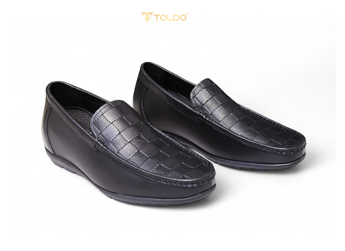 Giày cao 6cm siêu nhẹ vân kẻ caro 16